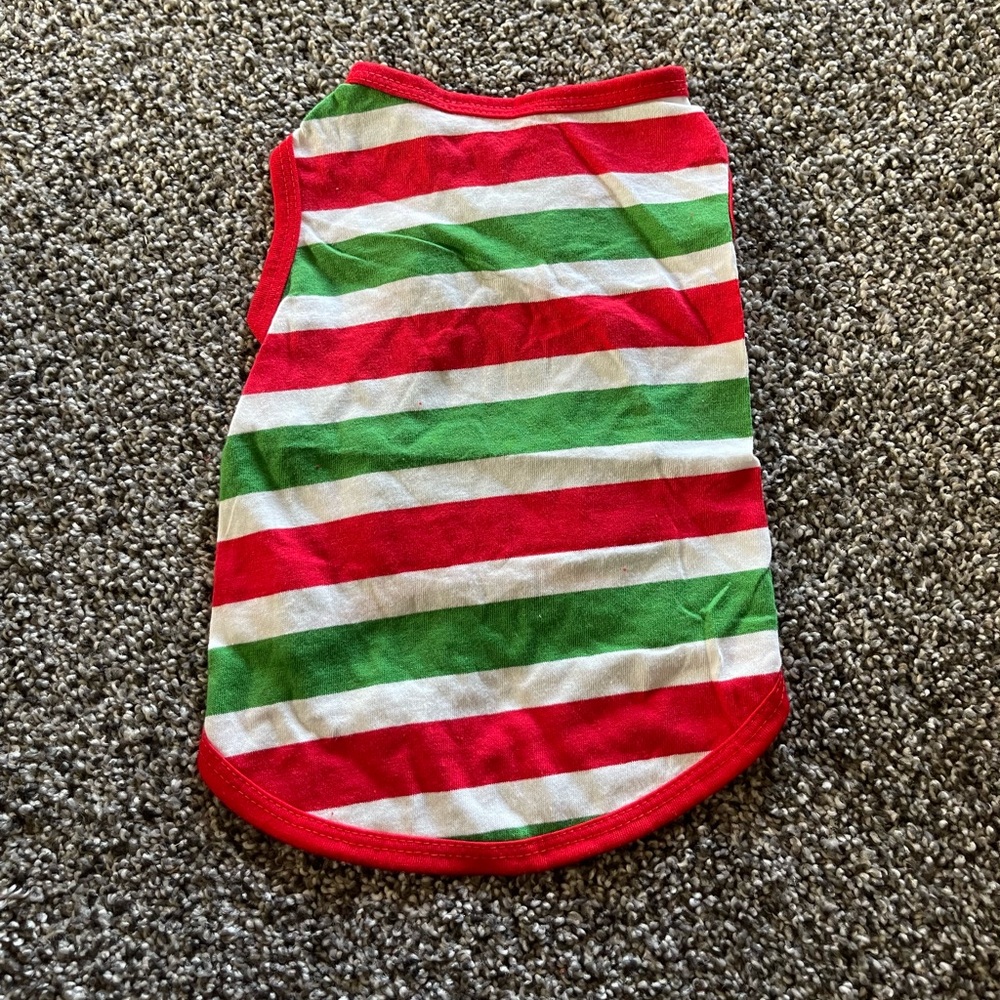 NWOT You Er Le green, white, red striped dog Christmas holiday shirt M